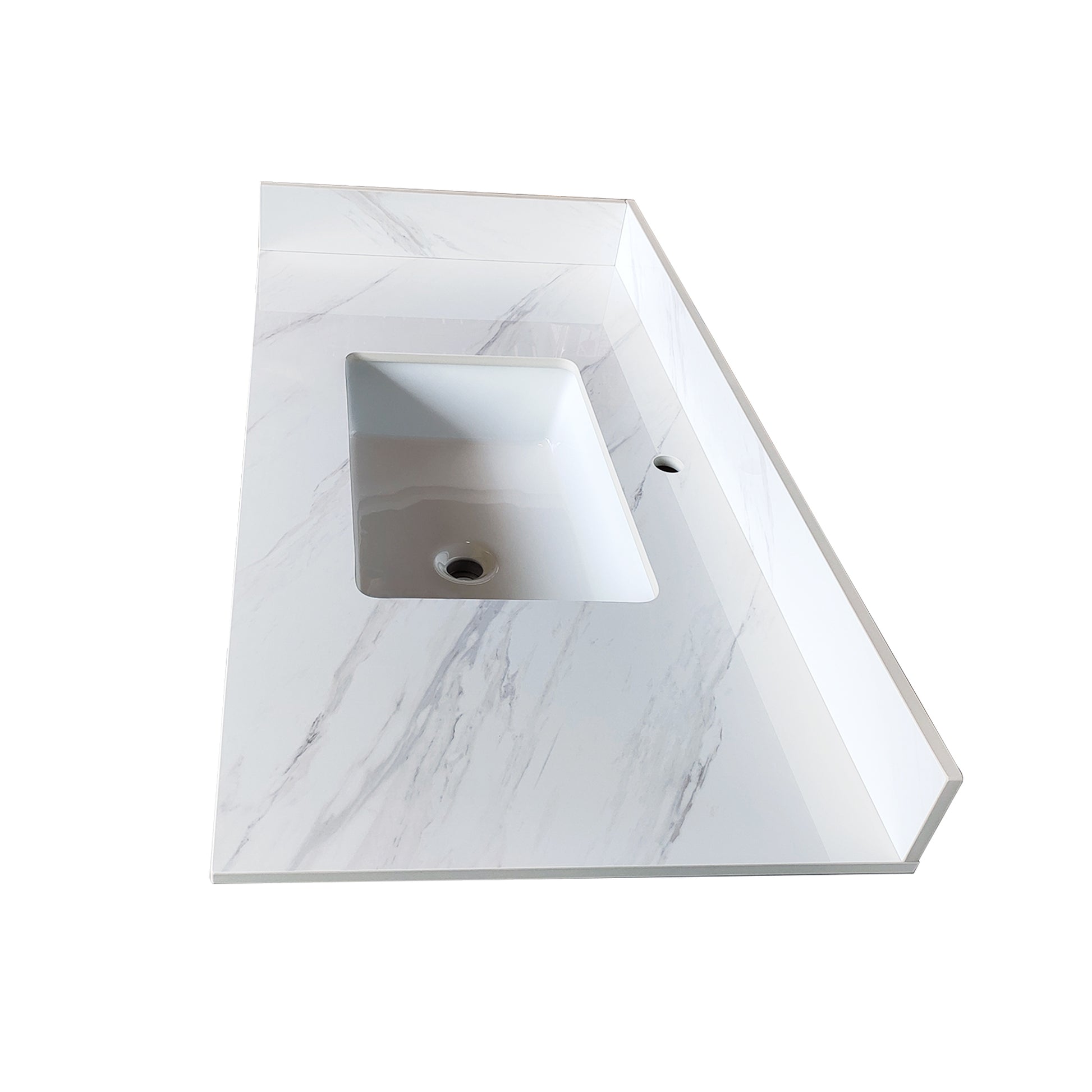 22 Inch Sidesplashbathroom Vanity Top With Backsplash ,4" Height Backsplash, For Vanity Top, Bianco Carrara Venato White Bathroom Sintered Stone