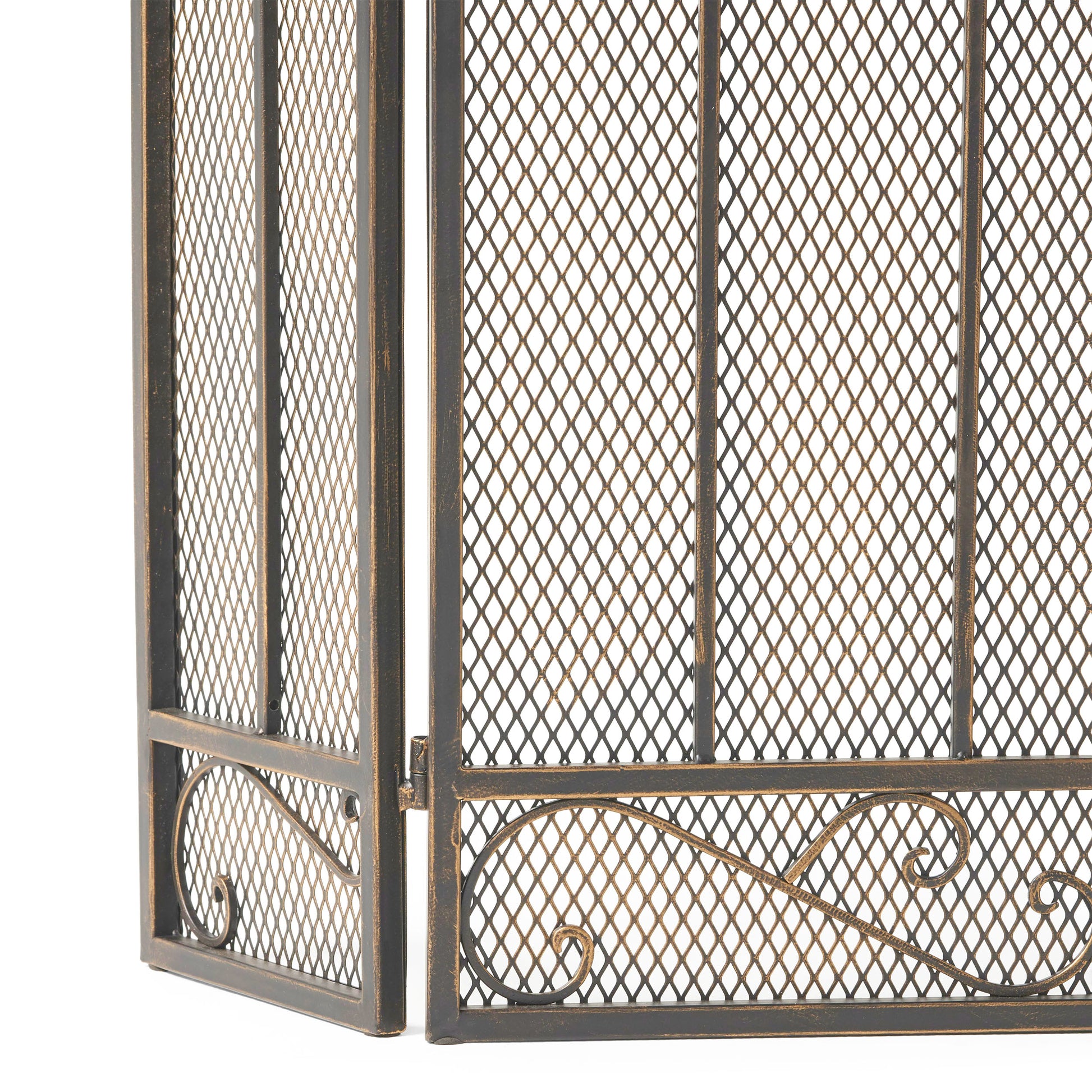 Fire Screen Black Gold Iron