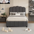 Twin Size Upholstered Bed With 2 Storage Drawers,Wood Slat Support, Gray Twin Gray Upholstered