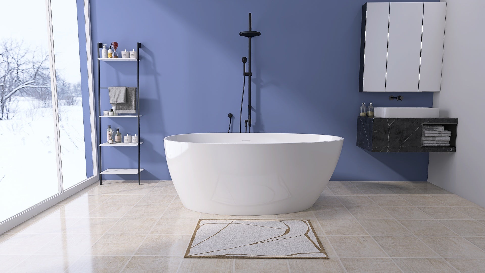 59" Acrylic Free Standing Tub Classic Oval Shape Soaking Tub, Adjustable Freestanding Bathtub With Integrated Slotted Overflow And Chrome Pop Up Drain Anti Clogging Gloss White Gloss White Oval Bathroom Freestanding Tubs Polished 59 61 In Modern Soaking