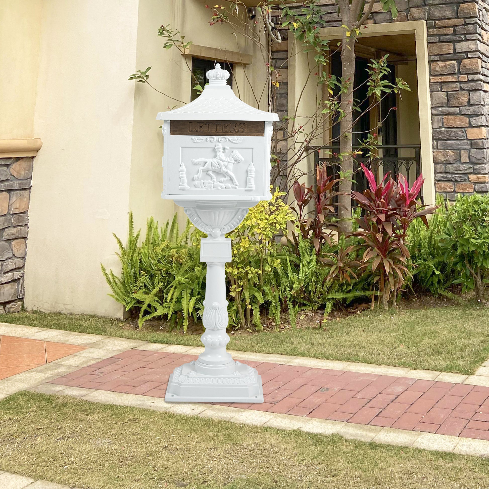 Mailbox Cast Aluminum White Mail Box Postal Box Security Heavy Duty White Aluminium