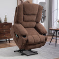 Homcom Power Lift Recliner Chair Sofa With Vibration Massage And Heat, Fabric Lift Chair For Elderly, Massage Recliner Chair With Remote Control, Side Pockets, Quick Assembly, Brown Brown Polyester