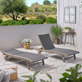 Banzai Chaise Lounge With Pull Out Tray Grey Acacia Wood