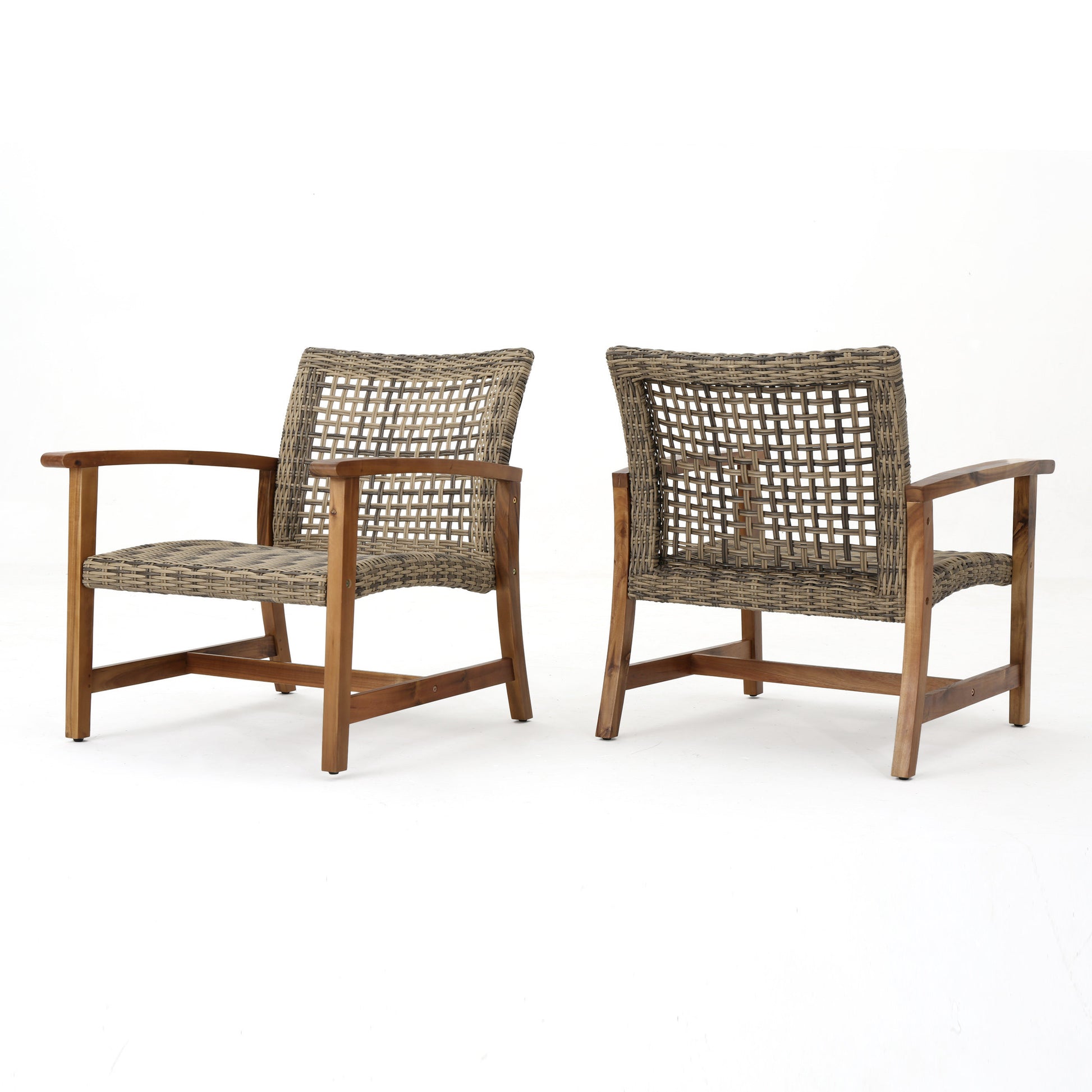 Hampton Wood Wicker Club Chair Set Of 2 Natural Grey Wood