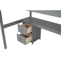 Twin Size Loft Bed Frame With Built In Desk And Double Storage Drawers,Gray Twin Gray Solid Wood Mdf