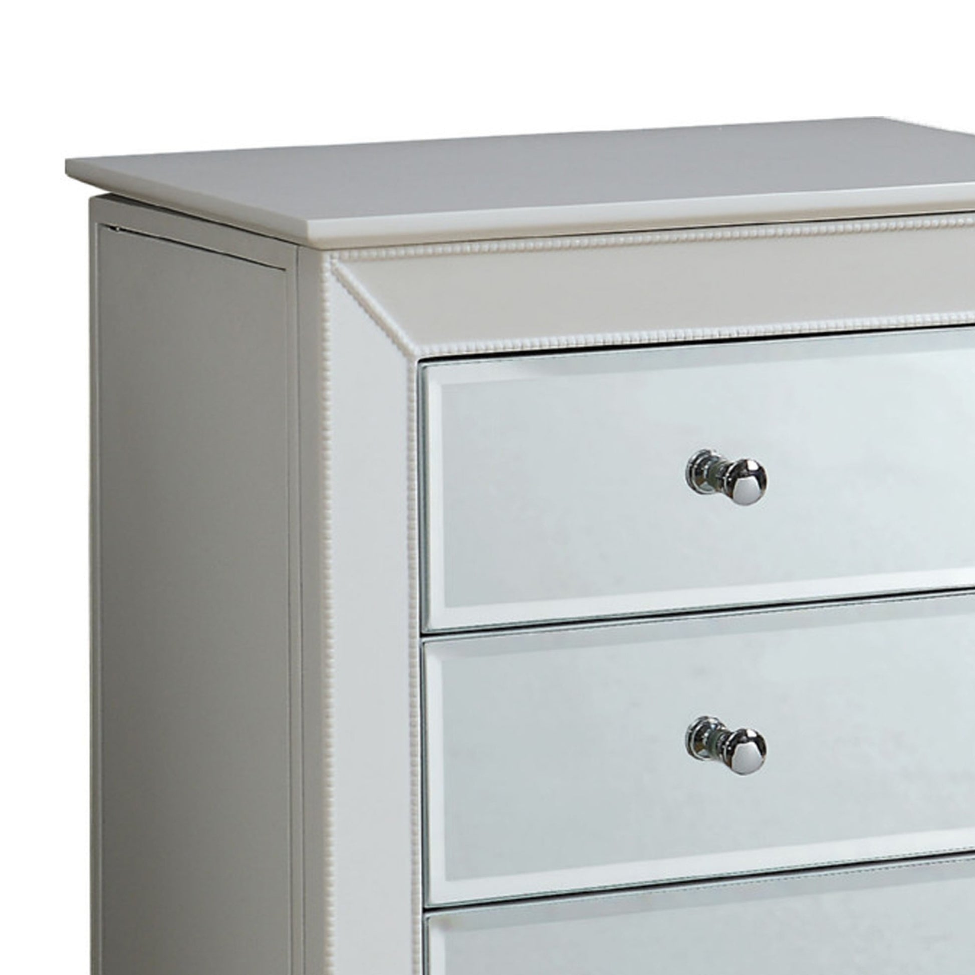 Wood Jewelry Armoire Having 6 Drawers With Mirror Front, White White Wood