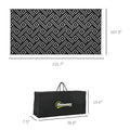Outsunny Reversible Outdoor Rug, 9' X 18' Waterproof Plastic Straw Floor Mat, Portable Rv Camping Carpet With Carry Bag, Large Floor Mat For Backyard, Deck, Picnic, Beach, Black & Gray Geometric Multicolor Polypropylene