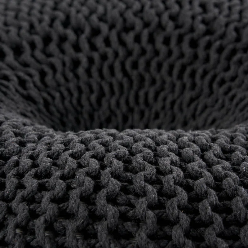 Knited Pouf Dark Grey Cotton