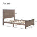 Farmhouse Wooden Platform Queen Size Bed With Panel Design Headboard And Footboard For Teenager, Ash Brown Queen Ash Brown Pine