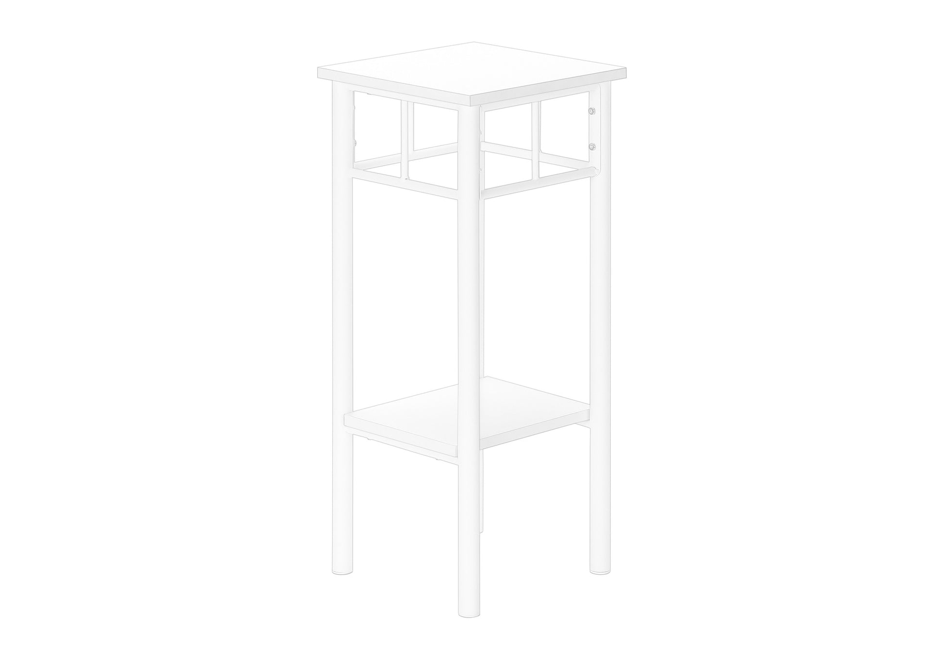 Accent Table, Side, End, Plant Stand, Square, Living Room, Bedroom, White Laminate, White, Contemporary, Modern White Mdf