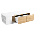 47.2'' 57''W Extendable Coffee Table With 2 Storage Drawers, Dual Tone Wood Center Table With Extendable Sliding Tabletop, Multi Functional Hidden Storage Sofa Table For Living Room, White White Primary Living Space Drawers Rectangular Particle Board Mdf