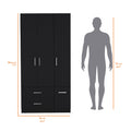 Douglas Armoire In Melamine, Two Drawers, Hanging Rod And 4 Doors. Black Bedroom Contemporary Particle Board Melamine