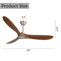 60 Inch Outdoor Ceiling Fan Without Light 3 Abs Blade With Smart App Control Brushed Nickel Abs