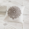 6 Piece Embroidered Cotton Reversible Comforter Set Ivory King Cal King King Ivory Polyester