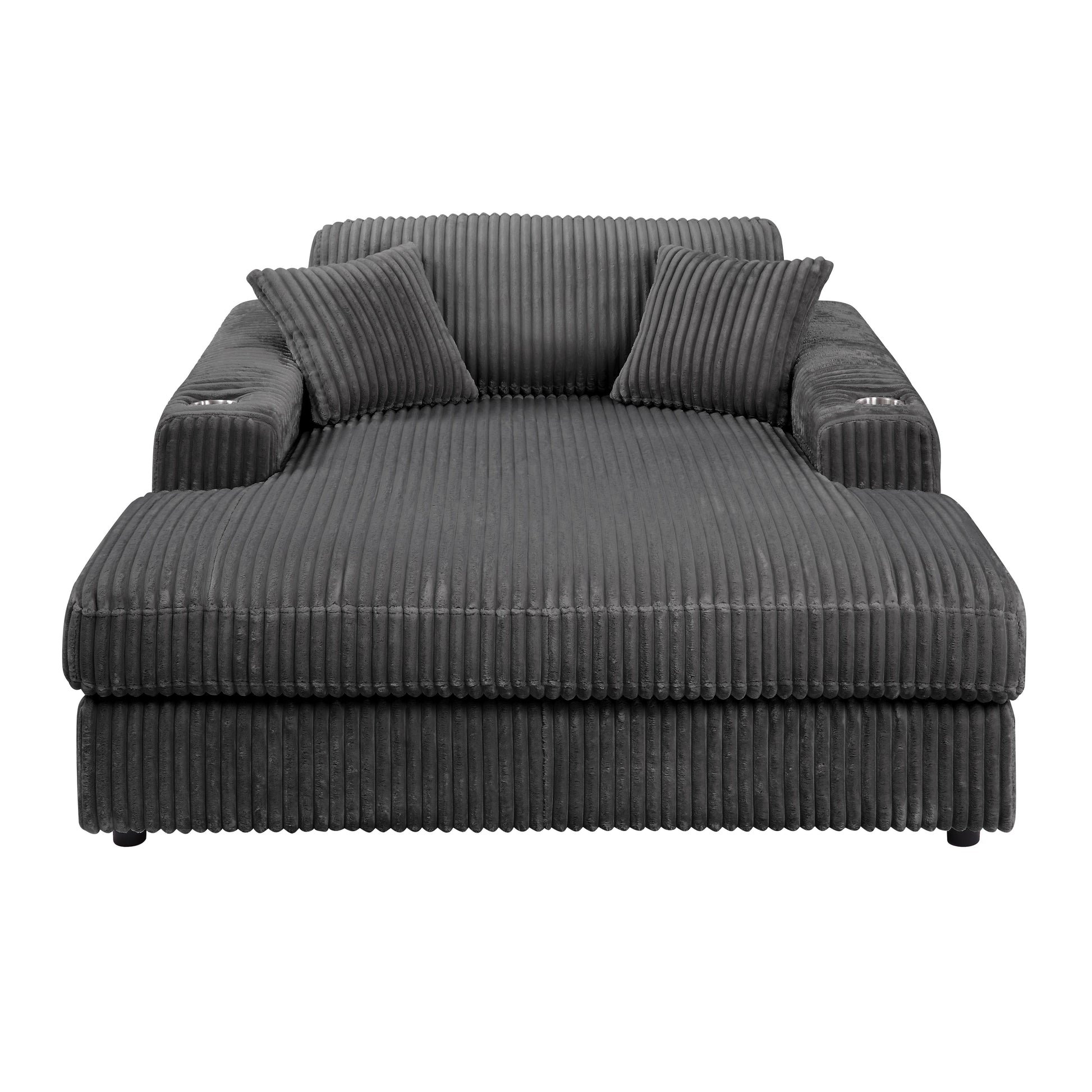 Hilde Chaise W 2 Pillows, Gray Velvet Lv03691 Gray Upholstered 1 Seat