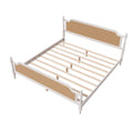 Traditional Style Rattan King Size Bed Frame,No Box Spring Needed,Antique White Box Spring Not Required King Antique White Wood Bedroom Traditional,Vintage Bed Frame Wood