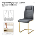 Table And Chair Set.Modern Rectangular Glass Dining Table With A Tempered Glass Tabletop And Metal Legs, Paired With Multiple Chairs Designed With Pu Cushions And Golden Metal Legs. Grey Gold Seats 8 Tempered Glass