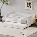 Twin Size Solid Wood Daybed With Trundle For Kids Teens Dorm Bedroom Multipurpose Guest Room Or Home, White Box Spring Not Required Twin White Wood Bedroom Pine Wood
