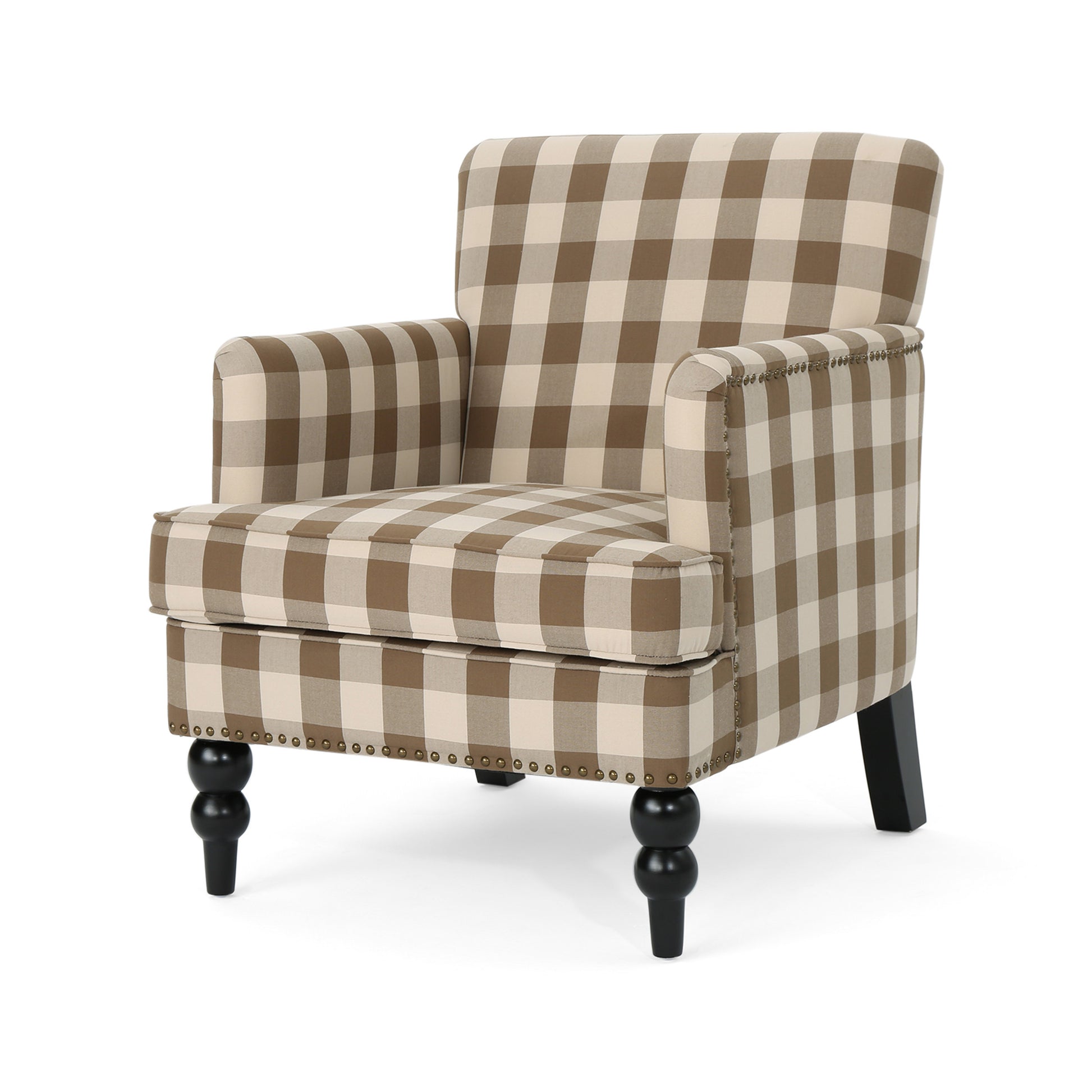 Harrison Tufted Club Chair Brown Fabric