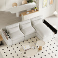 L Shaped Modular Sectional Sofa With Removable Back Cushions,3 Pillows And 2 Storage Spaces,Suitable For Living Rooms,Offices And Apartments Beige Polyester 3 Seat