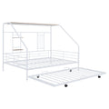 Full Size Metal House Bed With Trundle, White Full White Metal