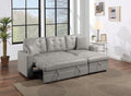 Light Gray Faux Leather Convertible Sectional Sofa Pull Out Bed Couch Storage Chaise Tufted Reversible 2Pc Sectional Living Room Light Gray Primary Living Space Tufted Back Contemporary,Modern L Shaped Square Arms Faux Leather 4 Seat