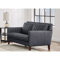 Ennis Leather Loveseat Gunmetal Down Filling Genuine Leather