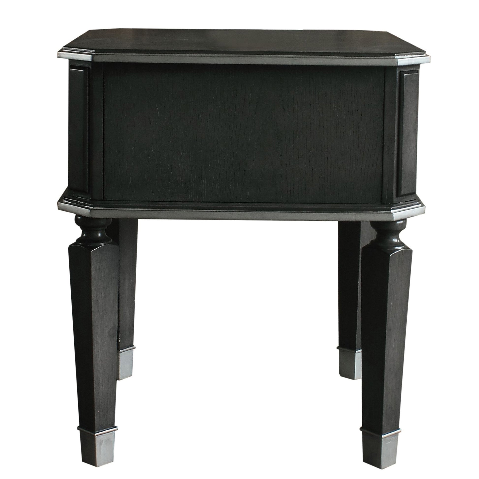 Charcoal And Light Grey End Table With 1 Drawer Charcoal Grey Primary Living Space Modern Drawers Wood