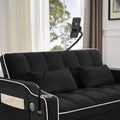 1 Versatile Foldable Sofa Bed In 3 Lengths, Modern Sofa Sofa Sofa Velvet Pull Out Bed, Adjustable Back And With Usb Port And Ashtray And Swivel Phone Stand Black Black Eucalyptus Solid Wood Mdf Resin 2 Seat