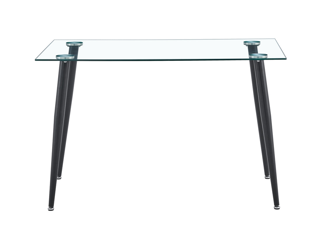 Glass Dinning Table 120*70 ,Black Metal Legdinning Table For 4 Seats Office Table Computer Desk Black Metal