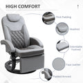 Homcom Pu Recliner Armchair With Footrest, Headrest, And Round Steel Wood Base Grey Pu