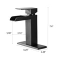 Waterfall Bathroom Faucet Black Single Handle Bathroom Sink Faucets 1 Or 3 Hole Solid Vanity Faucet With Deck Plate & Overflow Pop Up Drain Matte Black One Matte Black Deck Mounted Bathroom Matte Black Stainless Steel