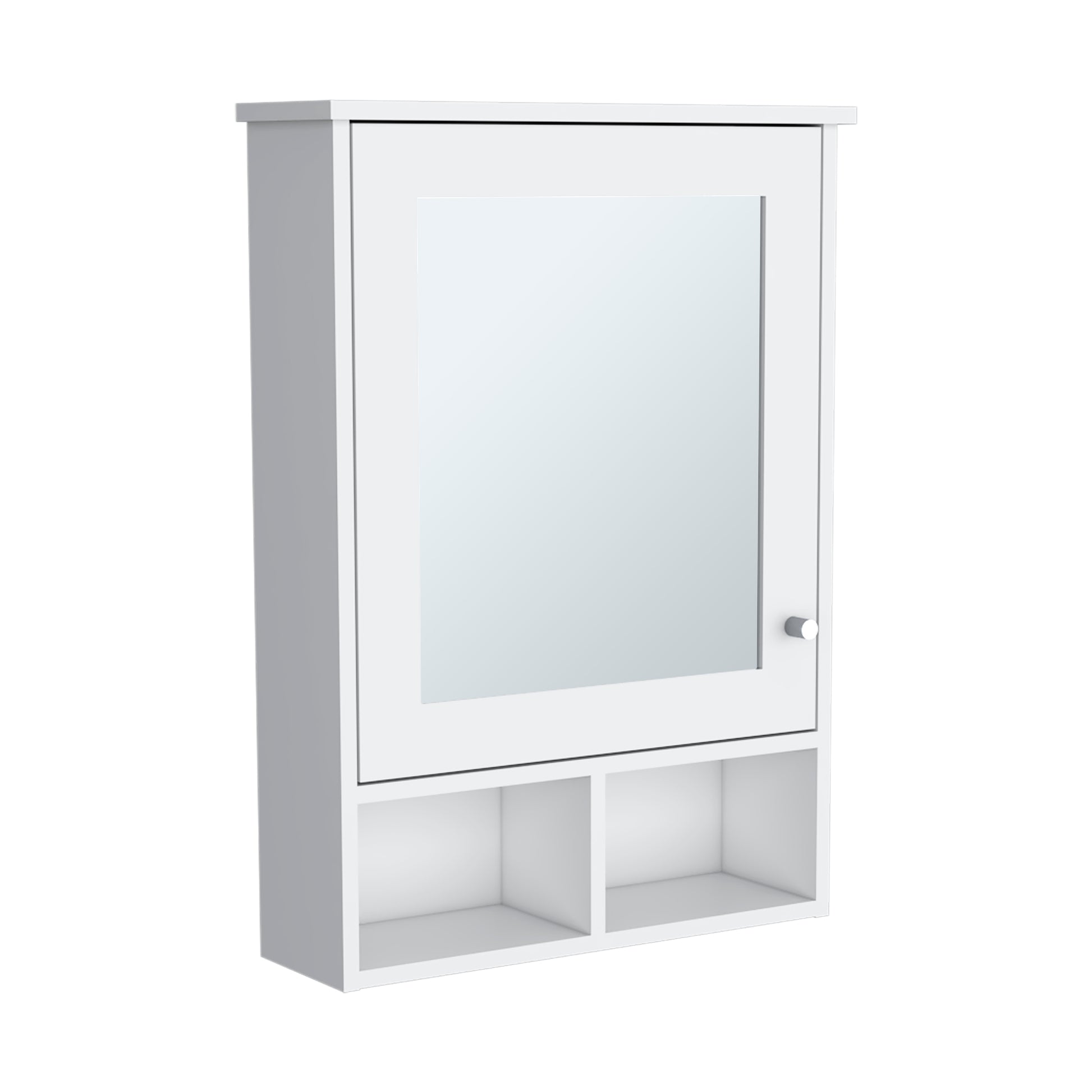 Vina Medicine Cabinet With Mirror Door 29" High Cabinet Organizer With Three Concealed Shelves And Two Open Shelves For Bathroom, Kitchen, Mudroom White 1 4 Bathroom Modern Particle Board