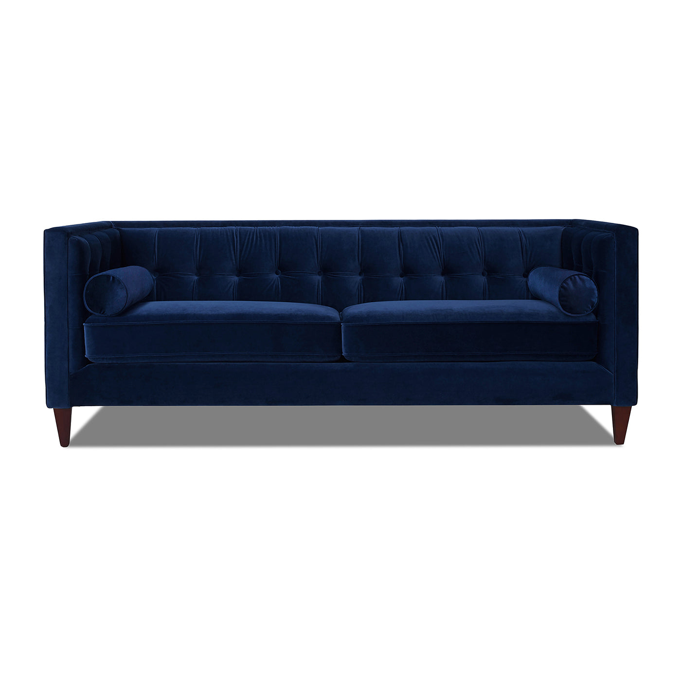 Jack 84" Modern Tuxedo Tufted Sofa, Navy Blue Velvet Navy Blue Foam Velvet 3 Seat