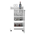 Baltimore Bar Cart With Casters, Glass Door And 2 Side Shelf White Primary Living Space Modern Particle Board Shelves Included Engineered Wood