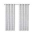 Total Blackout Metallic Print Grommet Top Curtain Panel Only 1 Pc Panel White Silver Polyester