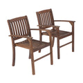 Patio Dining Chair Set Of 2, Solid Wood Indoor Outdoor Furniture Brown Brown Acacia Wood