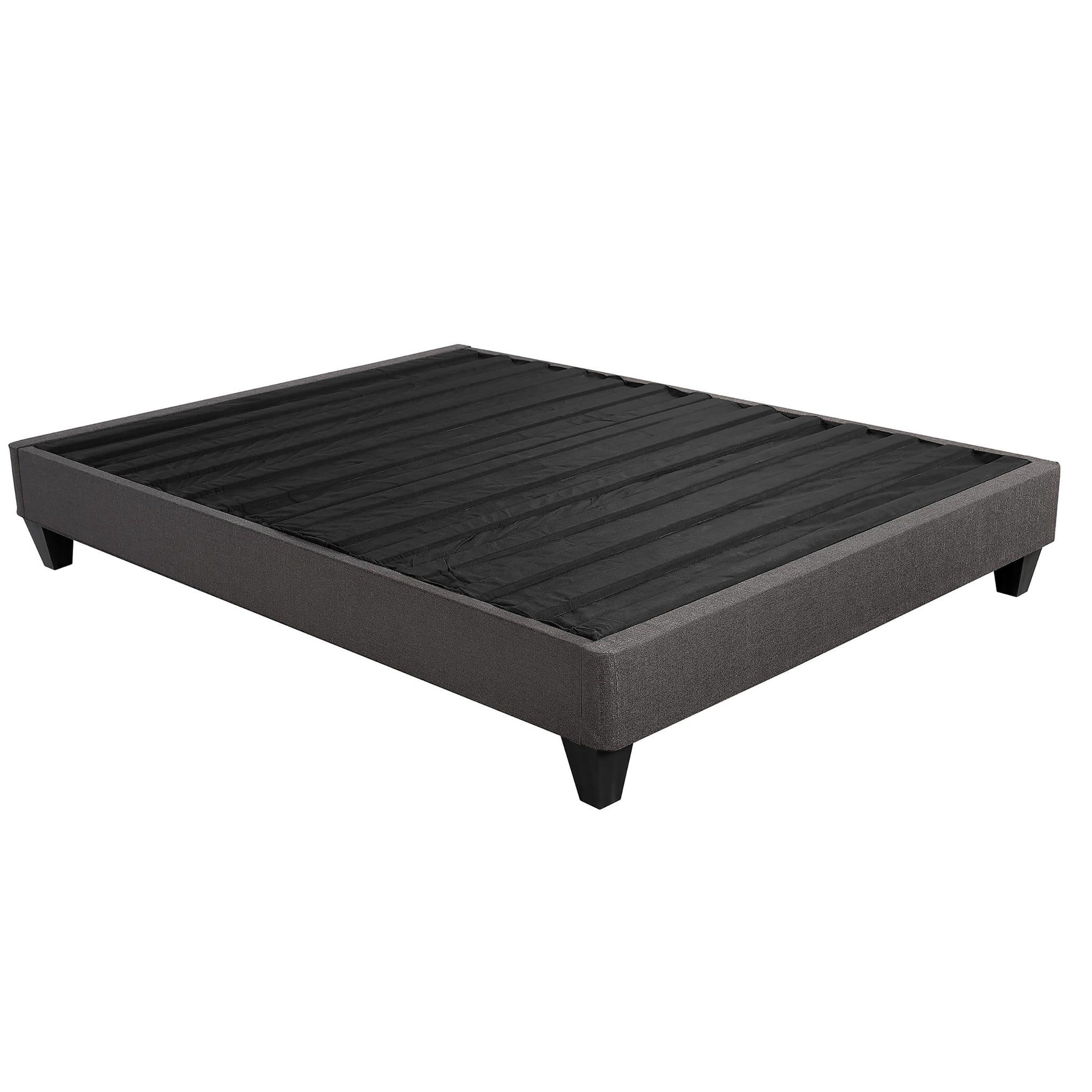 Contemporary 14 In. Platform Mattress Foundation, Queen Size Upholstered Bed Frame Base, Dark Gray Box Spring Not Required Queen Dark Gray Wood Contemporary Bed Frame Polyester Polyester Plywood