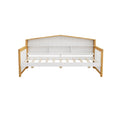 Twin Size House Shape Daybed With Trundle And Bookcase Headboard Wooden Bed For Girls Boys Teens, No Box Spring Needed, Walnut And White Box Spring Not Required Twin White Walnut Wood Bedroom Cute Pine Bed Frame Wood