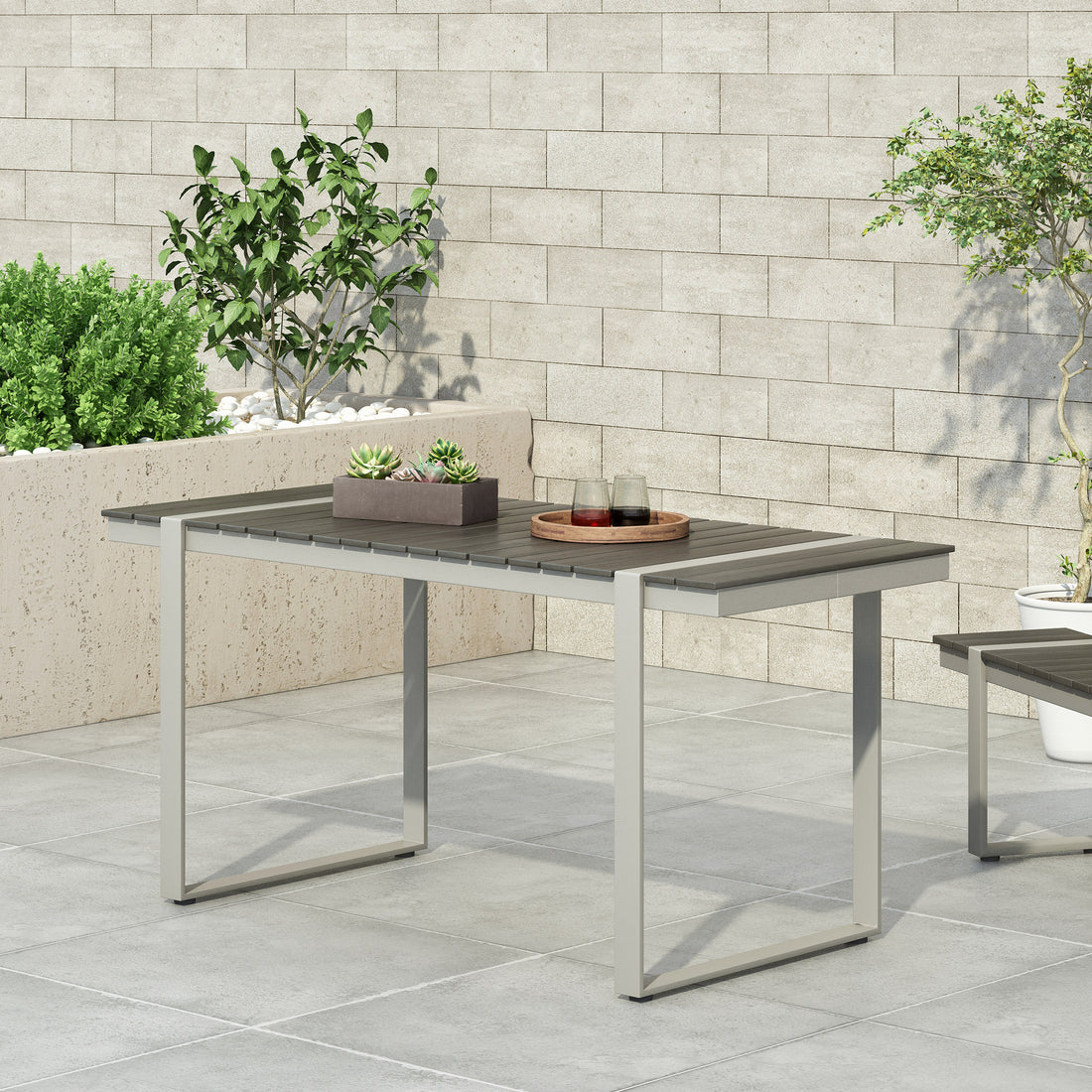 Dining Table, Silver Gray Gray Wood