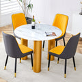 Round White Dining Table, Artificial Marble Glass Stickers, Golden Mdf Legs, Kitchen Dining Table, Living Room Dining Table 40 