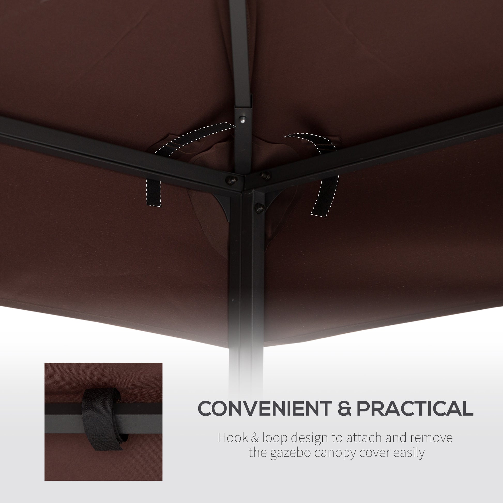 Outsunny 9.8' X 9.8' Gazebo Replacement Canopy, 2 Tier Top Uv Cover For 9.84' X 9.84' Outdoor Gazebo Models 01 0153 & 100100 076, Coffee Top Only Brown Polyester