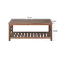 52''W Handcrafted Coffee Table In Front Of The Sofa Or Loveseat For Living Room Brwon Antique Brown Light Brown Desk Top Primary Living Space Antique Floor Mount Rectangular Open Storage Coffee & End Tables Lacquered Solid Wood Mdf Mdf