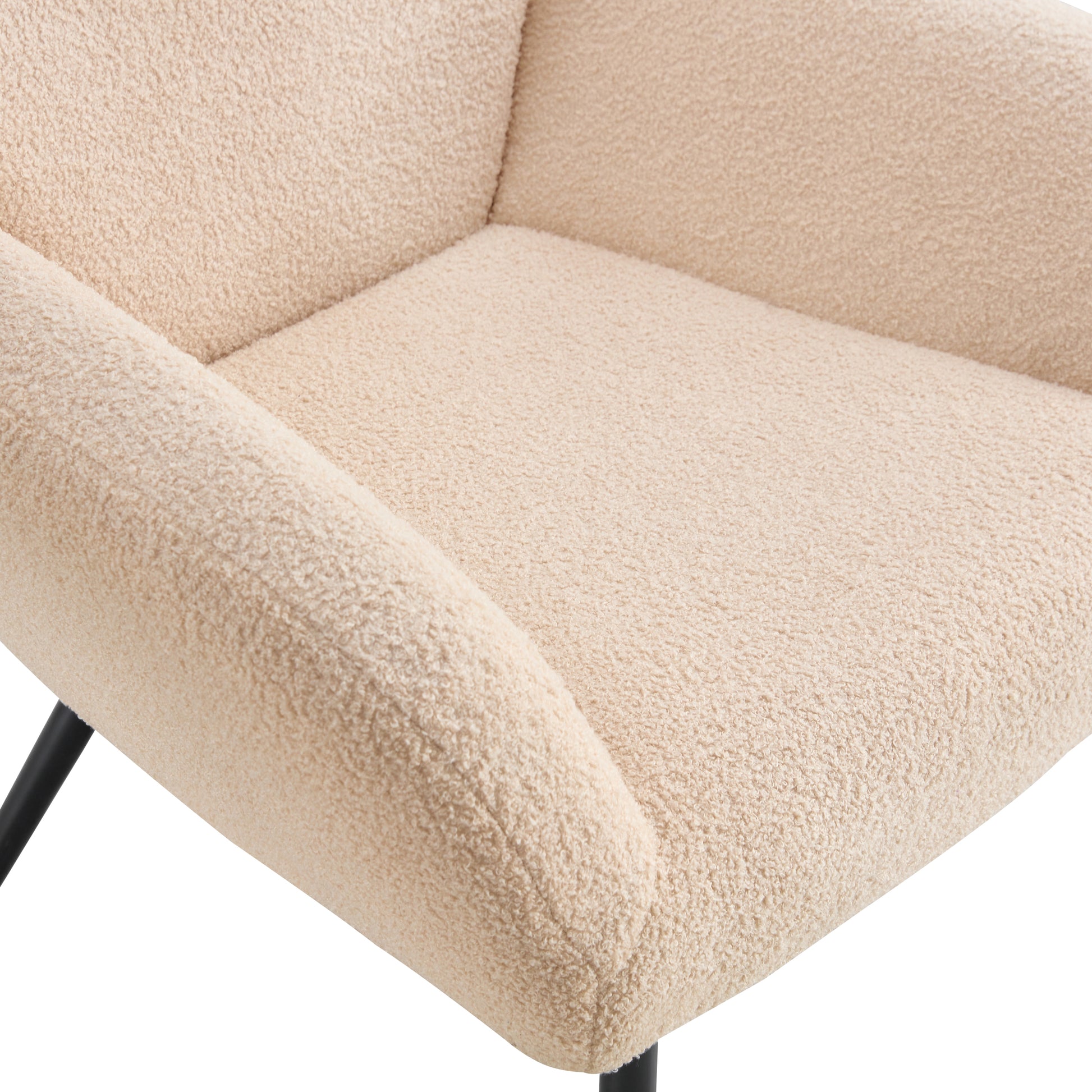 Light Luxury Single Sofa Modern Simple Living Room Balcony Leisure Sofa Chair,Beige Beige Sherpa 1 Seat
