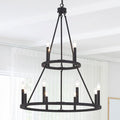 12 Light Living Room Steel Dimmable Candle Style Wagon Wheel Chandelier Ul Certified Black Ceiling Lights Steel Metal