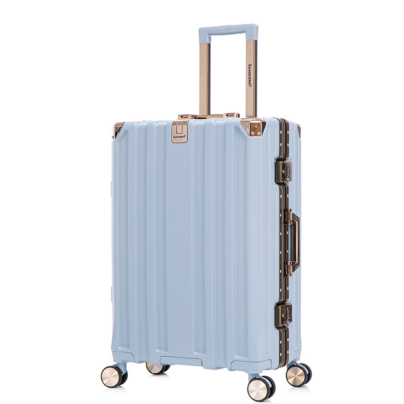 Luggage Sets Expandable Aluminum 20 24 28 Inch Three Model Set, Stylish Suitcase With Aluminum Frame Password Lock, Suitable For Travel Suitcases And Suitcases Blue Contemporary Aluminum