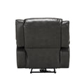Grey Power Recliner With Usb Port Grey Faux Leather Manual Push Button Metal Primary Living Space Tight Back Push Button Pillow Top Arms Wood Fabric