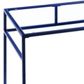 Yasin Glass Top & Blue Finish Writing Desk Blue Metal,Synthetic Wood