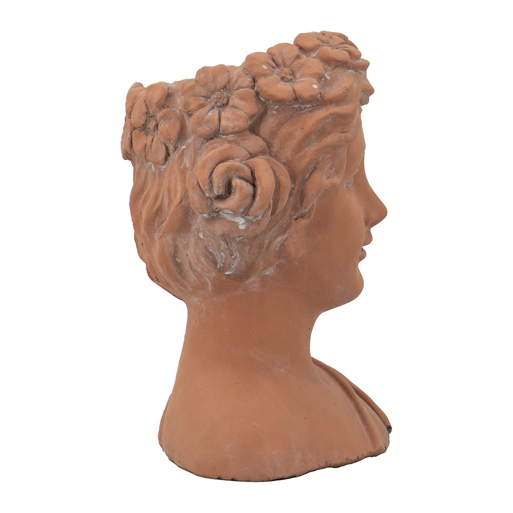 9X5.5X9.5" Brown Head Bust Planter, Greek Style Cement Head Planter Indoor Outdoor Home Garden Decor Brown Garden & Outdoor Cement