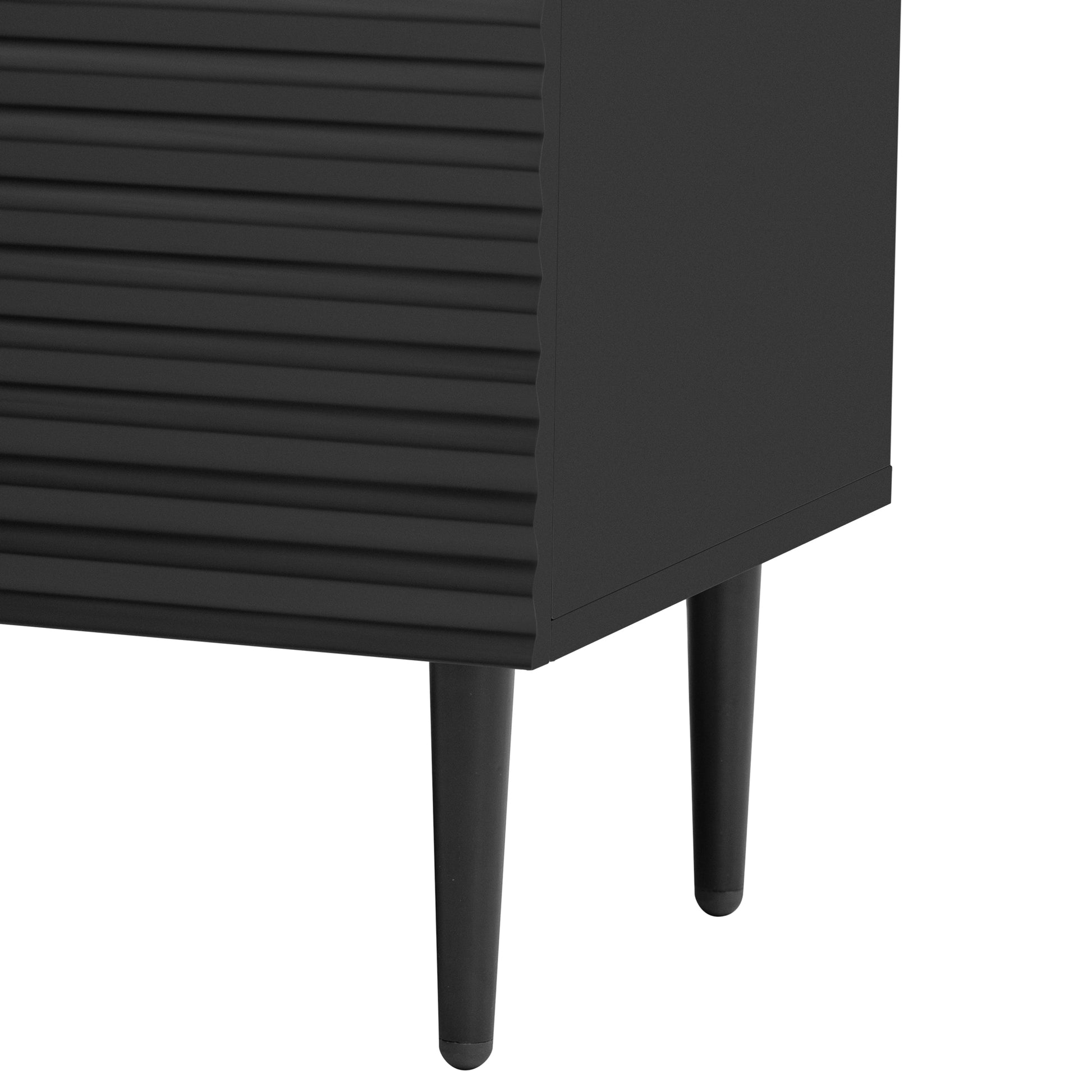 Mirod Modern Minimalist Side Cabinet With Adjustable Shelves ,Stylish Geometric Door Design,Ample Storage Space For Any Home Decor Black Mdf